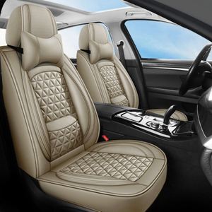 Siège de voiture toutes saisons exclusif transfrontalier, nouveau, avec couverture intégrale, motif diamant, en cuir synthétique PVC, avec support lombaire - Product Image 4