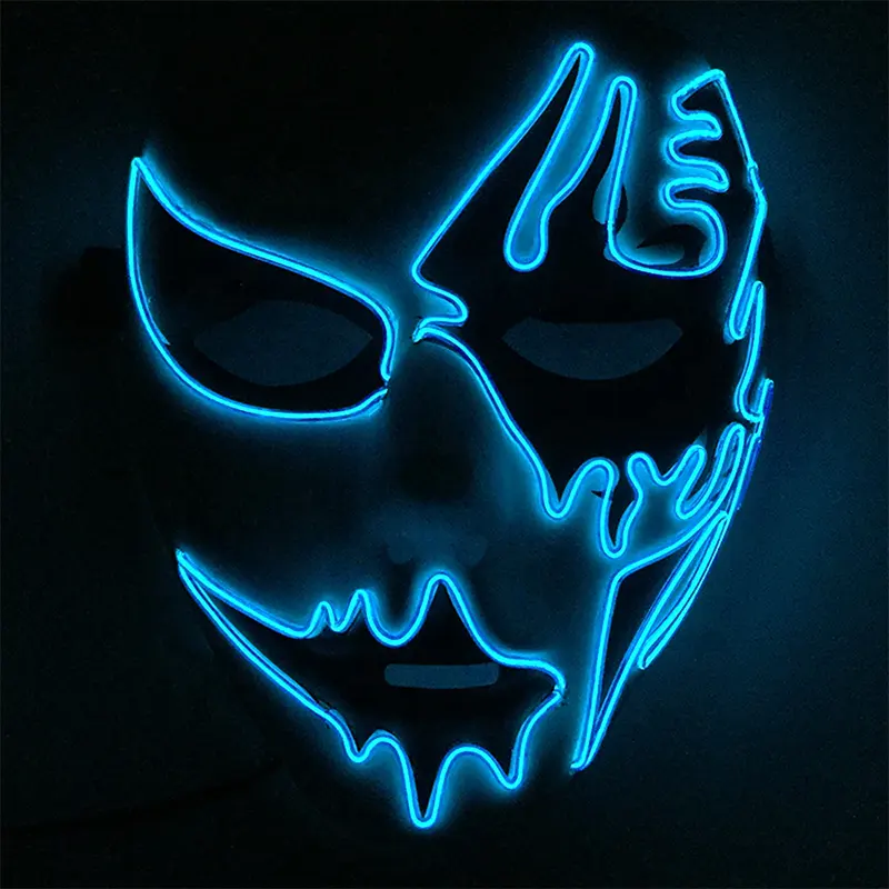 Hete Verkoop Gloeiende Cosplay Ma-Sk Horror Lachende Gezicht Joker Japanse Anime Led Masker Voor Halloween Verjaardagsfeestartikelen