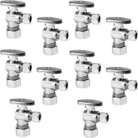 10 adet 1/2 " (5/8" OD) X 3/8 " Sıkıştırmalı PEX Krom Kaplama Pirinç Açılı Durdurma Vanası 1/4 Dönüşlü Kapatma Vanası Banyo Kullanımı