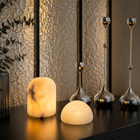 Lámpara de Mesa Inalámbrica de Mármol Natural Premium, Luz Ambiental LED Recargable, Moderna, Minimalista, Decorativa y de Lujo