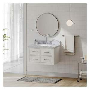 Mueble de Baño Flotante de Estilo Moderno con Acabado Blanco Simple, Mueble de Baño de Madera Contrachapada Impermeable - Product Image 2