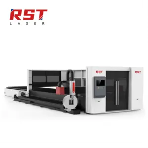 Mesin pemotong Laser serat CNC 6000W, lembaran logam dan pemotong Laser tabung dengan meja pertukaran