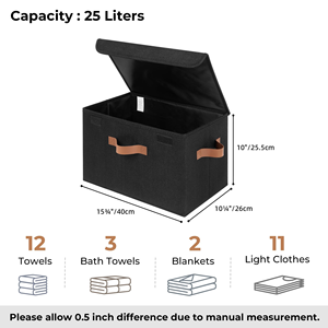 40 X 26 X 25.5 cm Fabric Wardrobe Organiser Storage Bins with Handles Foldable <b>Baskets</b> for Shelves Bedroom - Product Image 6