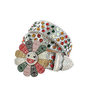 Cinturón Vaquero Personalizado con Pedrería, Estilo Hip-hop, para Hombre y Mujer, Cinturón de Cuero con Cristales y Tachuelas, Cinturón de Diamantes BB Simon - Product Image 2