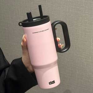 แก้วน้ำเก็บความเย็นแบบมีหูจับ ขนาด 24 ออนซ์ 720 มล. ลายมาการอง สำหรับเดินทาง ฝาปิดพร้อมหลอดดูด กันลื่น รับผลิตแบบ OEM ODM สีรุ้ง - Product Image 4