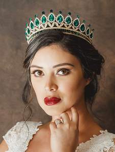 Green Crystal Princess Hair Accessories <strong>Royal</strong> Queen Crown Headband <strong>Blue</strong> Rhinestone Wedding <strong>Tiara</strong> for Women Prom Birthday - Product Image 6