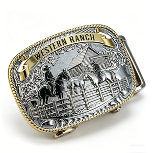 Boucle de ceinture de cowboy western personnalisée en alliage de zinc avec émail souple, découpe et impression, thème Amour, design vintage pour hommes - Product Image 2