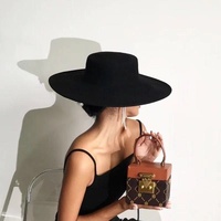 Français Hepburn Style robe feutre chapeaux automne hiver haut plat grand large bord élégant couleur unie hommes femmes laine feutre Fedora chapeaux