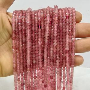 2/3/4MMナチュラルローズクォーツAmazoniteファセット宝石ビーズスクエアクリスタルキューブビーズストランドルースビーズジュエリー作り - Product Image 5