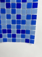 KASARO Usine Prix Coût Auto-Adhésif Toilette Décoration Murale Bleu Hôtel Piscine Zellige Carreaux Brillants Verre Cristal Mosaïque
