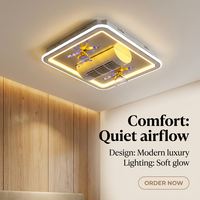 Ventilateur de plafond moderne sans pales en métal IP44 avec télécommande et contrôle par application, LED à intensité variable, moteur DC pour chambre/salon