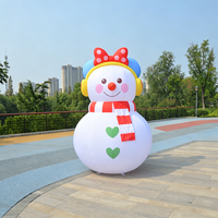 Langlebige Schneemann-Mädchen-Ohrenschützer mit Schleife, Aufblasbare Weihnachtsdekoration aus Oxford-Stoff für Innenräume, Heimpartys und Veranstaltungsdekoration