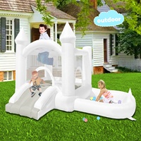 Château gonflable pour enfants 5 en 1 avec piscine à balles, jeu de basket-ball, zone de rebond, toboggans et jeu de lancer d'anneaux, château gonflable combiné