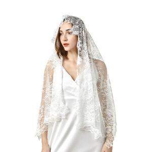 <span class=keywords><strong>Sciarpa</strong></span> invernale <span class=keywords><strong>elegante</strong></span> alta in seta retrò con stampa floreale in pizzo rettangolare scialle di Mantilla da chiesa <span class=keywords><strong>sciarpa</strong></span> lunga in pizzo da indossare - Product Image 5