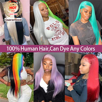 Pas cher 30 pouces Hd Lace Front Perruques Os Droite Dentelle Frontale Perruques Pré Plumé Cuticule Aligné 13X4 Vierge Indien Perruques de Cheveux Humains