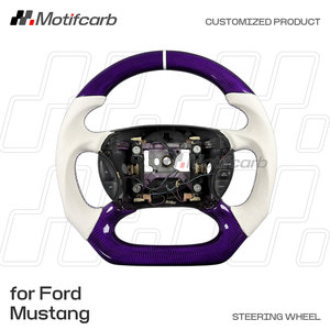 Volante Personalizado de Fibra de Carbono Morado con Empuñaduras Blancas para Ford Mustang GT 4ª generación SVT Cobra Convertible SN95 1994-2004 - Product Image 2