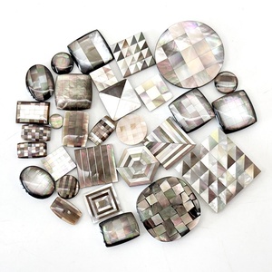 Perles de mosaïque en nacre grise naturelle, accessoires faits à la main pour la fabrication de boutons de manchette, cadeau unisexe, vente en gros - Product Image 1
