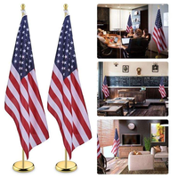 Drapeau national rétractable en polyester pour intérieur, avec base et mât, en acier inoxydable, impression personnalisée en usine