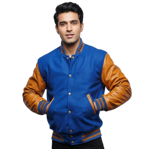 Varsity <b>Jackets</b> with Custom Embroidery High-Quality Varsity <b>Jacket</b> For <b>Men</b> with <b>Leather</b> Sleeves and Personalised Designs - Product Image 1