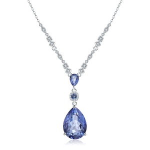 Colgante collar con plata de primera ley cuarzo para mujer, cadena de eslabones, plata esterlina 925, Cuarzo Natural místico, para boda, 10,68 quilates - Product Image 1