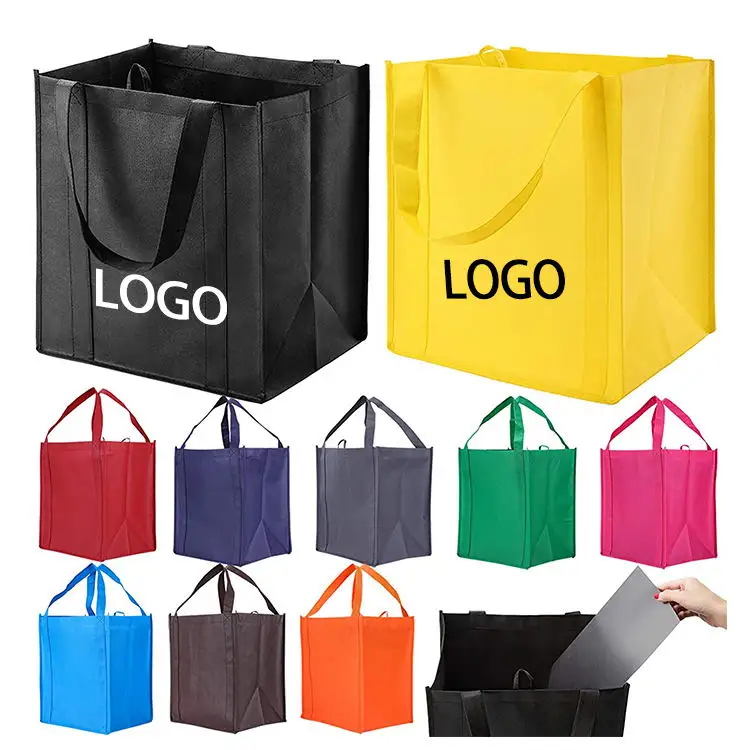 Geri dönüşümlü düz boş bakkal alışveriş kumaş kırmızı dokuma olmayan bez çanta ile özel baskılı Logo
