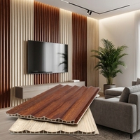 Panneau mural en PVC à fibres de bois, revêtement mural en bois pour fond de télévision domestique, personnalisable, vente en gros usine
