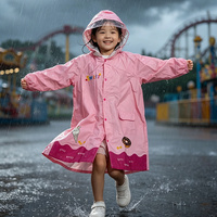 Veste de pluie imperméable en EVA rose durable pour enfants Imperméable réutilisable robuste pour les voyages et les visites