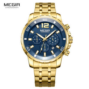 <span class=keywords><strong>MEGIR</strong></span> 2068 marque de mode montres pour hommes 3ATM étanche calendrier chronographe en acier inoxydable or <span class=keywords><strong>montre</strong></span> de luxe Reloj Mujer - Product Image 2