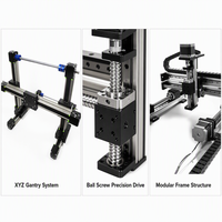 Sistema de Riel Lineal CNC de 3 Ejes Pequeño con Guía de Movimiento Lineal XYZ, Actuador Lineal de 3 Etapas, Núcleo de Motor PLC de Acero Inoxidable