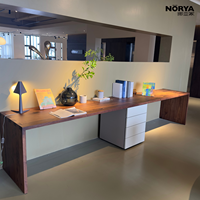 Bureau de direction NORYA en bois massif de noyer, style moderne et luxueux, avec armoire de rangement à 3 tiroirs pour le bureau et la salle d'étude, respectueux de l'environnement