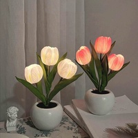 Expédition d'usine Led Tulipe Lampe De Table Chevet Nuit Lampe Fleur Bureau Lumière Chambre Lumières 80 Romantique pour La Décoration Intérieure 32 Acrylique