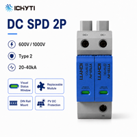 Parafoudre CC certifié CE 500V 600V 1200V 40kA à montage sur rail DIN pour panneaux solaires et recharge de véhicules électriques
