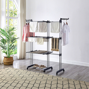 Tendedero de Ropa Plegable Vertical de Metal Desmontable, Tendederos Retráctiles con Zapatero, Diseño Funcional <span class=keywords><strong>ISA</strong></span>-M6033C - Product Image 1