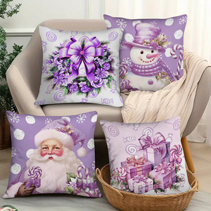 New Arrival Christmas Gifts Xmas Series Square Print Snowman Santa Claus Print <strong>Cushion</strong> <strong>Cover</strong> for Indoor Home Bedroom Sofa - Product Image 1