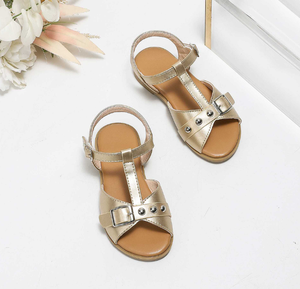 Sandales pour filles, nouvelles sandales d'été à semelle souple antidérapante, chaussures dorées de princesse, sandales rétro - Product Image 3