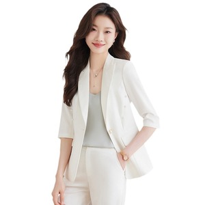 Pink Women's Suit Set Three Quarter Sleeve Polyester Anti-Wrinkle Elegant Spring Wear - Product Image 5