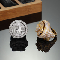 Personnalité de la mode personnalisé rotatif nom lettre anneaux plaqué or glacé diamant initiale nom lettre anneau pour hommes femmes