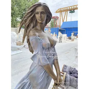 Custom Design High Quality Bronze Woman Statue Holding Flute
