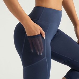 กางเกงโยคะเอวสูงแบบสั่งทำสำหรับผู้หญิง พร้อมขอบเอวยางยืด ผ้ายืดสแปนเด็กซ์ ดีไซน์ยกกระชับขา กระเป๋าข้างตาข่ายไร้รอยต่อ 7 จุด - Product Image 2
