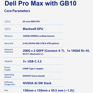 Dells GB10 PRO MAX คอมพิวเตอร์ตั้งโต๊ะขนาดเล็กพร้อม <span class=keywords><strong>NVIDIA</strong></span> GB10 Grace 128GB RAM 2T SSD ราคาไม่แพง - Product Image 6