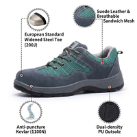 Botas de Trabajo Unisex de Cuero de Gamuza Transpirable, Corte Bajo, con Puntera de Acero Ancha, Estándar Europeo, Antipinchazos en la Entresuela, Protectoras