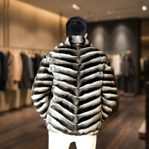 Manteau en fourrure de renard et laine de luxe pour homme avec fermeture éclair, imperméable, réversible, écologique, de qualité supérieure - Product Image 2