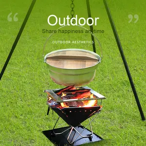 Poignée en bois en acier inoxydable populaire <span class=keywords><strong>Camping</strong></span> voyage four <span class=keywords><strong>hollandais</strong></span> batterie de cuisine ensemble confiture marmite avec poignée suspendue Maslin Pan - Product Image 3