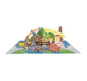 Carte de vœux de luxe artisanale personnalisée avec impression numérique 3D pop-up sur le thème de l'architecture culturelle vietnamienne, idéale pour les anniversaires et les souvenirs en papier - Product Image 2