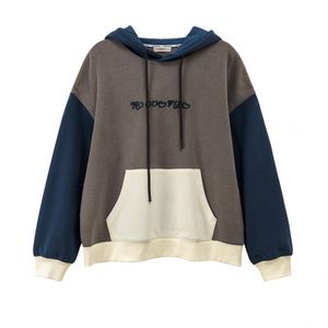 Sweat-shirt à capuche personnalisé pour femme, tricoté, brodé, décontracté, automne, color block, logo frontal - Product Image 6