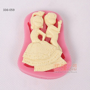 Alta calidad 3d chico chica muñeca silicona molde Fondant molde de la torta de la boda decoración molde de silicona Fondant - Product Image 3