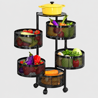 Support de panier rotatif en métal de chariot de support de stockage de cuisine noire avec l'excellente solution de stockage