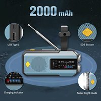 Hete Aanbieding Handaangedreven Zonne-energie Noodradio's met 3 LED Zaklampen 2000mah Powerbank Smartphone Oplader
