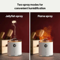 Coloré LED simulé méduse fumée anneau brumisateur flamme humidificateur d'air ultrasons arôme diffuseur d'huile essentielle