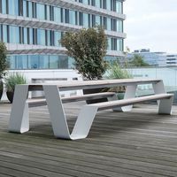 Table à manger carrée en aluminium moderne et durable ensemble de chaises banc de pique-nique commercial d'extérieur meubles de patio pour parc hôtel ou villa